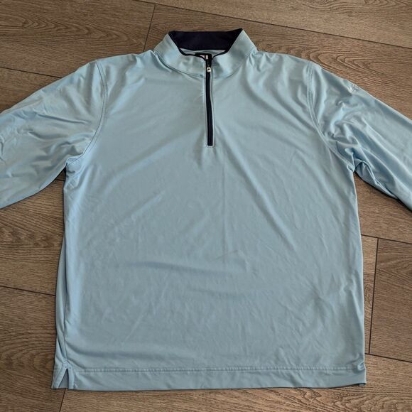 FootJoy Golf Sweater Mens Large Blue 1/4 Zip Pullover Stretch Preppy Athletic - Picture 1 of 9